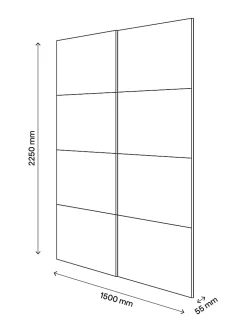Portes de placard coulissantes 2 vantaux panneaux blancs brillants et miroir GoodHome Atomia H. 225 x L. 150 x ép. 5,5 cm