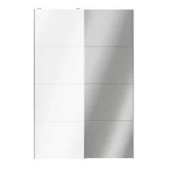Portes de placard coulissantes 2 vantaux panneaux blancs brillants et miroir GoodHome Atomia H. 225 x L. 150 x ép. 5,5 cm
