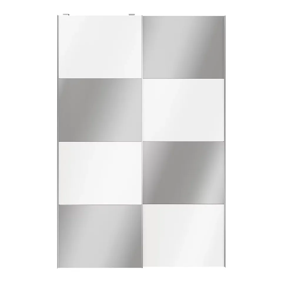 Portes de placard coulissantes 2 vantaux panneaux blancs brillants et miroir GoodHome Atomia H. 225 x L. 150 x ép. 5,5 cm