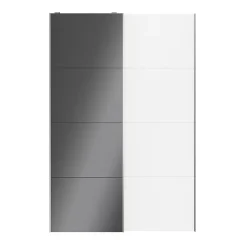 Portes de placard coulissantes 2 vantaux panneaux blancs et anthracite brillants GoodHome Atomia H. 225 x L. 150 x ép. 5,5 cm