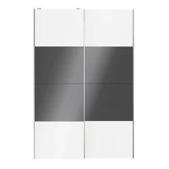 Portes de placard coulissantes 2 vantaux panneaux blancs et anthracite brillants GoodHome Atomia H. 225 x L. 150 x ép. 5,5 cm