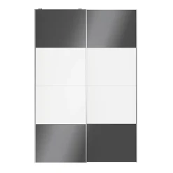 Portes de placard coulissantes 2 vantaux panneaux blancs et anthracite brillants GoodHome Atomia H. 225 x L. 150 x ép. 5,5 cm