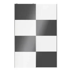 Portes de placard coulissantes 2 vantaux panneaux blancs et anthracite brillants GoodHome Atomia H. 225 x L. 150 x ép. 5,5 cm