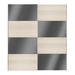 Portes de placard coulissantes 2 vantaux panneaux anthracite brillants et effet chêne GoodHome Atomia H. 225 x L. 200 x ép. 5,5 cm