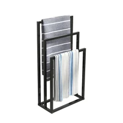 Porte-serviettes sur pied 3 niveaux pour salle de bain et extérieur, étendoir à serviettes de piscine grand format