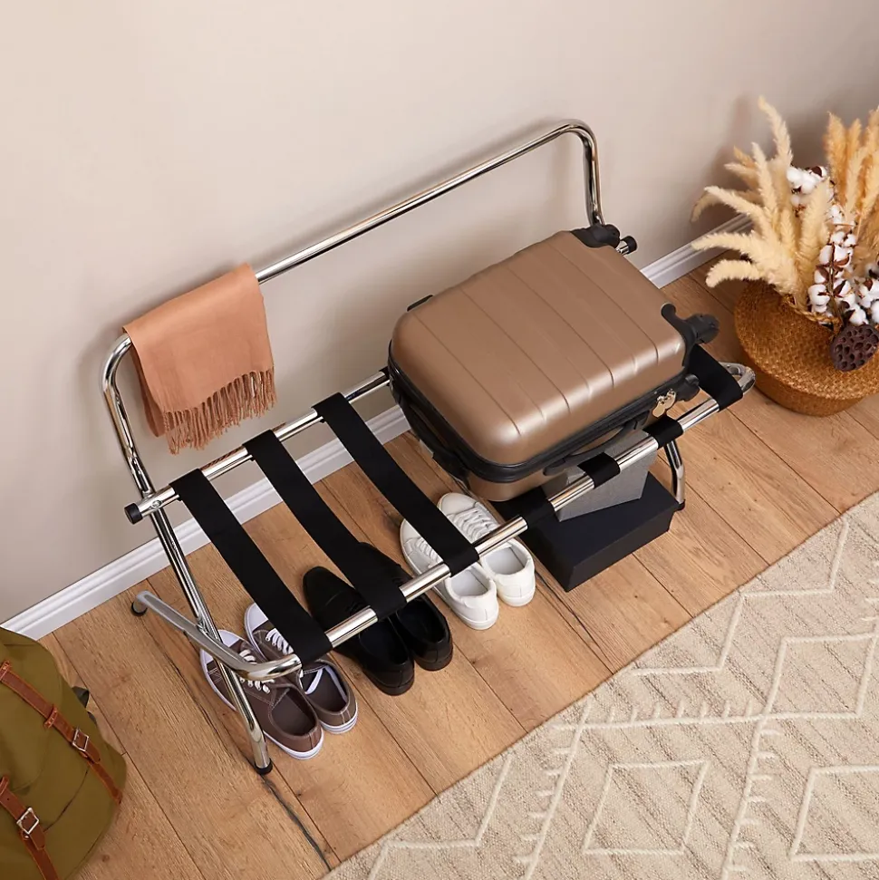 Porte-valise VALISE, structure pliable en métal chromé