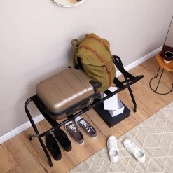 Porte-valise VOYAGE, structure pliable en métal noir