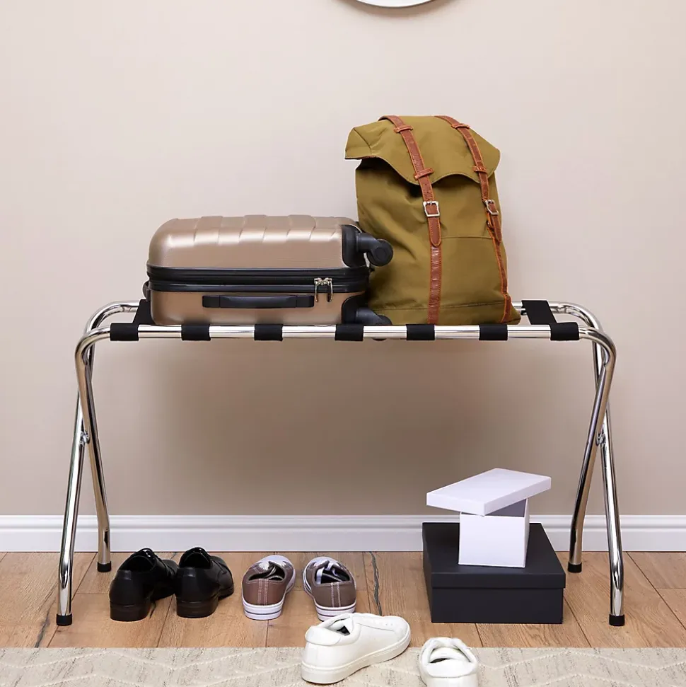 Porte-valise VOYAGE, structure pliable en métal chromé