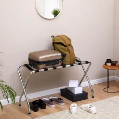 Porte-valise VOYAGE, structure pliable en métal chromé