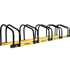 Porte-velos Boudech Stand 5 En 1 acier galvanise peinture poudree noir jaune 5 places