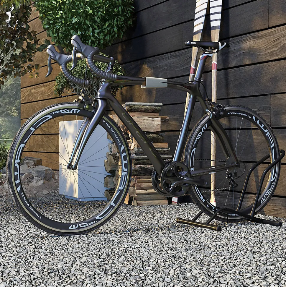 Porte-vélos en acier pour stationnement de vélos porte-vélos au sol portable pour l'intérieur et l'extérieur 59x41x38 cm noir