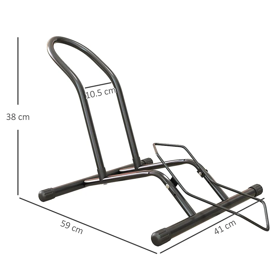 Porte-vélos en acier pour stationnement de vélos porte-vélos au sol portable pour l'intérieur et l'extérieur 59x41x38 cm noir