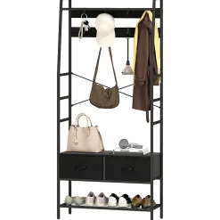 Porte-vêtements Avec Anti-renversement - 8 Cintres, 2 Tiroirs Tissu, Range-chaussures