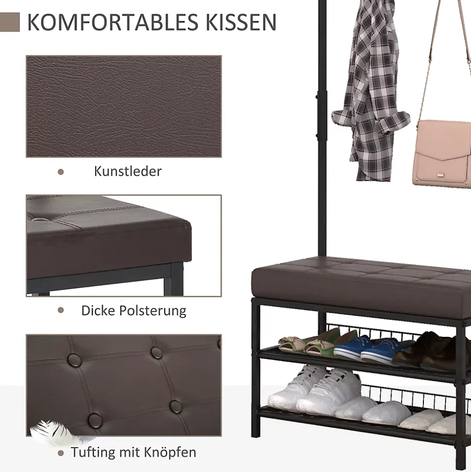 Porte-vêtements Avec Banc Et Range-chaussures - Métal - 72.5x35x180 Cm - Entrée