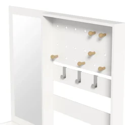 Porte-vêtements D'entrée Avec Miroir - Rangement Chaussures Et Manteaux - Blanc 105 Cm