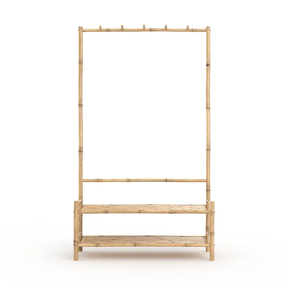 Porte-vêtements en bambou avec étagères