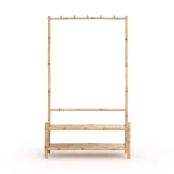 Porte-vêtements en bambou avec étagères