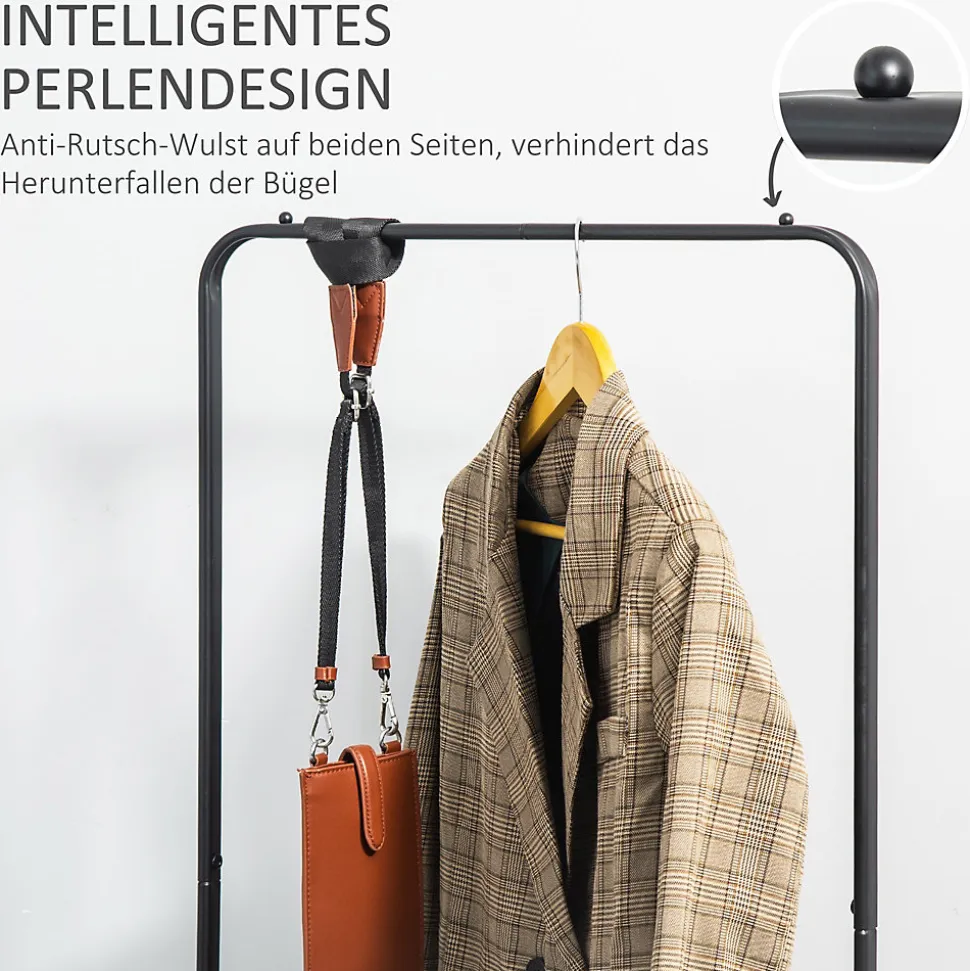 Porte-vêtements Mobile Sur Roulettes - Porte Jusqu'à 16 Kg - Acier Noir - Range-chaussures