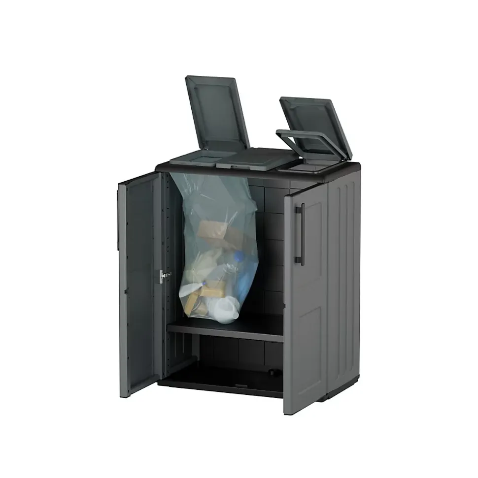 Poubelles de tri Selectif 2 Sacs Meuble mi- hauteur Dim 68 x 37 x 84cm 2 Anneaux de support de sac 2 Portes INTEC