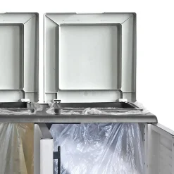 Poubelles de tri Selectif 3 Sacs Armoire Recyclage Gris Clair 102 x 37 x 90 cm Poubelle de tri 3 Portes 4 pieds INTEC