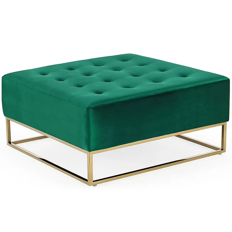 Pouf Carré en Velours "Lakota" 90cm Vert