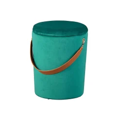 Pouf Coffre en Velours à Sangle