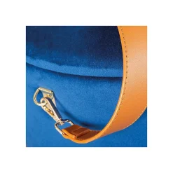 Pouf Coffre en Velours à Sangle "Yola" 45cm Bleu