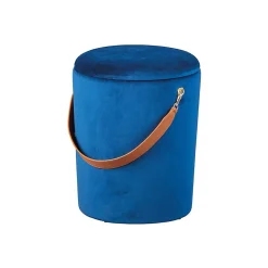Pouf Coffre en Velours à Sangle