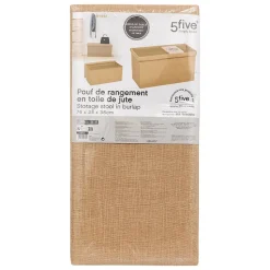 Pouf de rangement Mix 'n' Modul en toile de jute beige 76x38cm - Beige lin- 5five