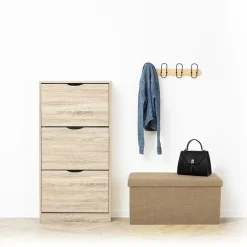 Pouf de rangement Mix 'n' Modul en toile de jute beige 76x38cm - Beige lin- 5five