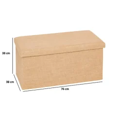 Pouf de rangement Mix 'n' Modul en toile de jute beige 76x38cm - Beige lin- 5five