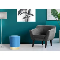 Pouf Design en Velours "Nena" 43cm Bleu