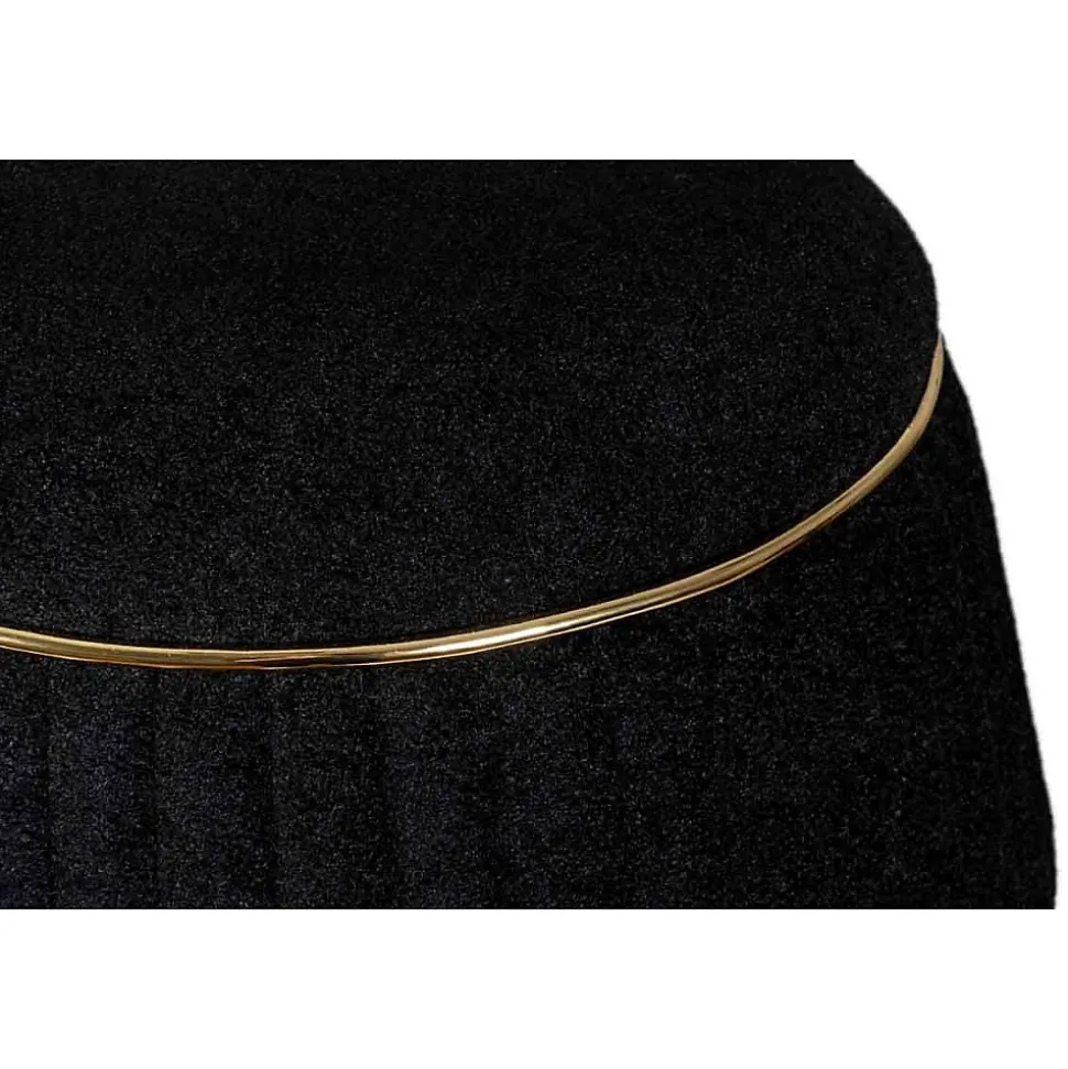 Pouf Matelassé Design "Doric" 53cm Noir & Or