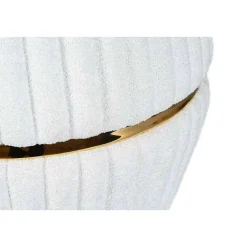 Pouf Matelassé Design "Doric" 53cm Blanc & Or