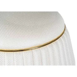 Pouf Matelassé "Doric" 53cm Ivoire & Or