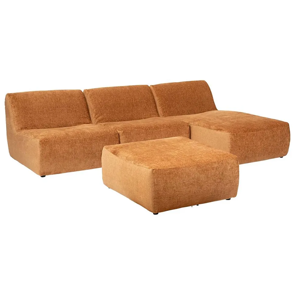 Pouf Mavuno en velours 87x93cm gris - Atmosphera