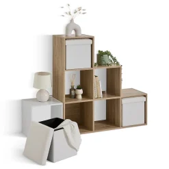 Pouf pliable Mix'n modul 31x31 cm bouclette blanche - Beige- 5five