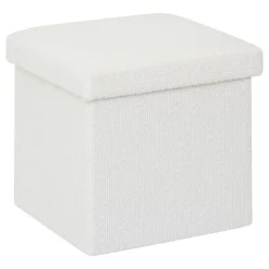 Pouf pliable Mix'n modul 31x31 cm bouclette blanche - Beige- 5five