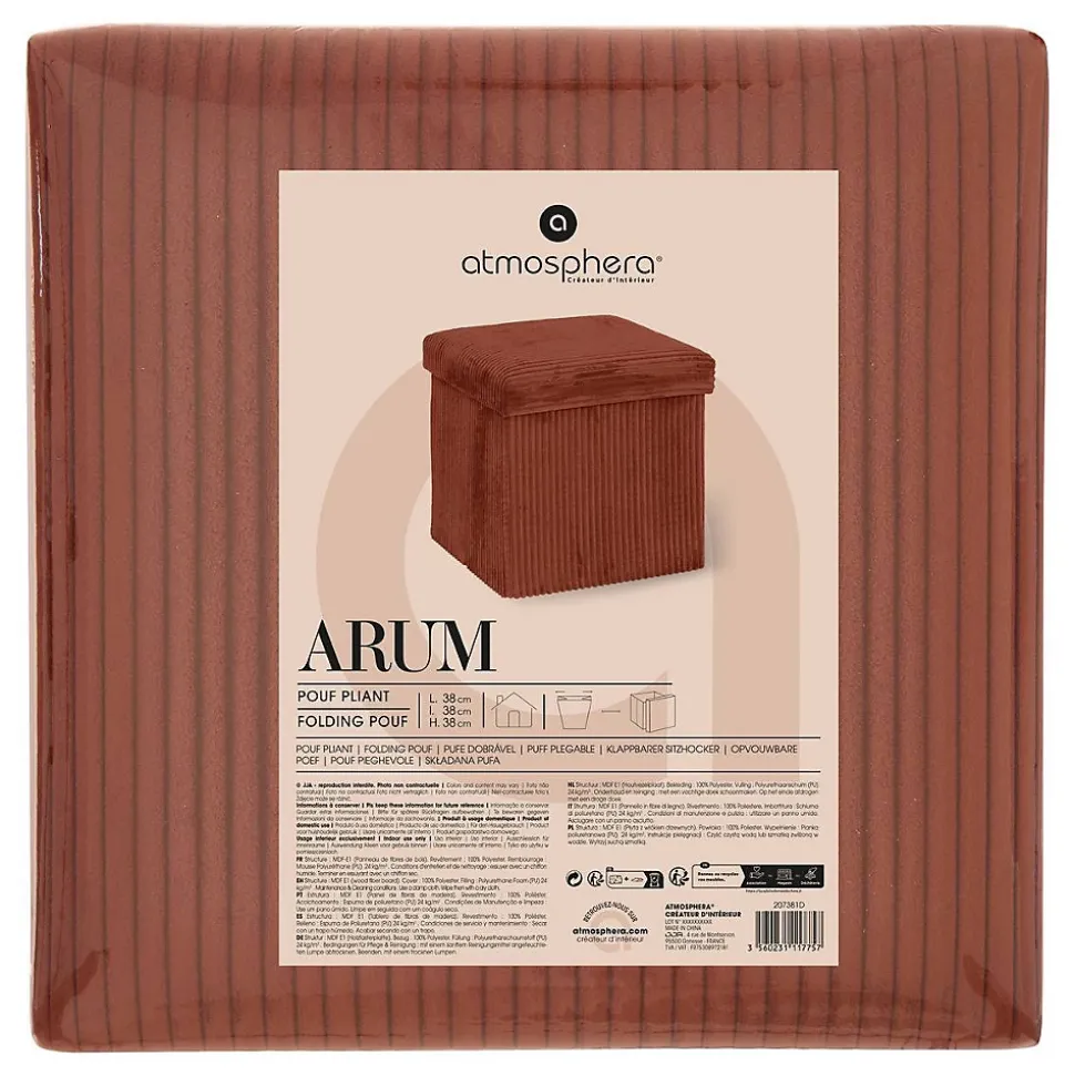 Pouf pliant Arum ambre 38x38cm - Atmosphera