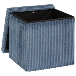 Pouf pliant Arum bleu encre 38x38cm - Atmosphera