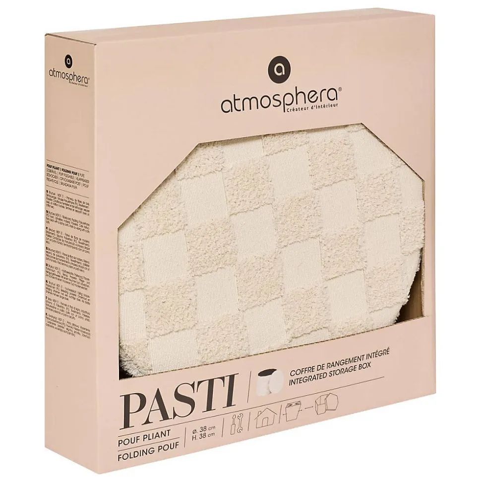 Pouf pliant Pasti blanc D38x38cm - Atmosphera
