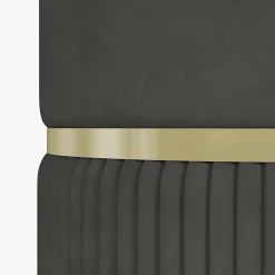 Pouf repose-pied tabouret design avec coffre de rangement velours côtelé acier brossé doré gris