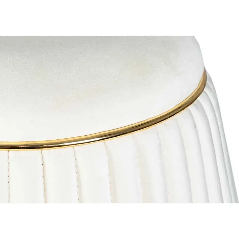 Pouf Rond Design "Doric" 53cm Ivoire & Or