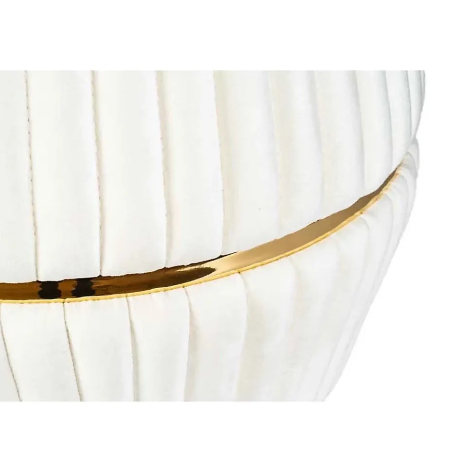 Pouf Rond Design "Doric" 53cm Ivoire & Or