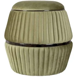 Pouf Rond Design "Doric" 53cm Vert & Gris