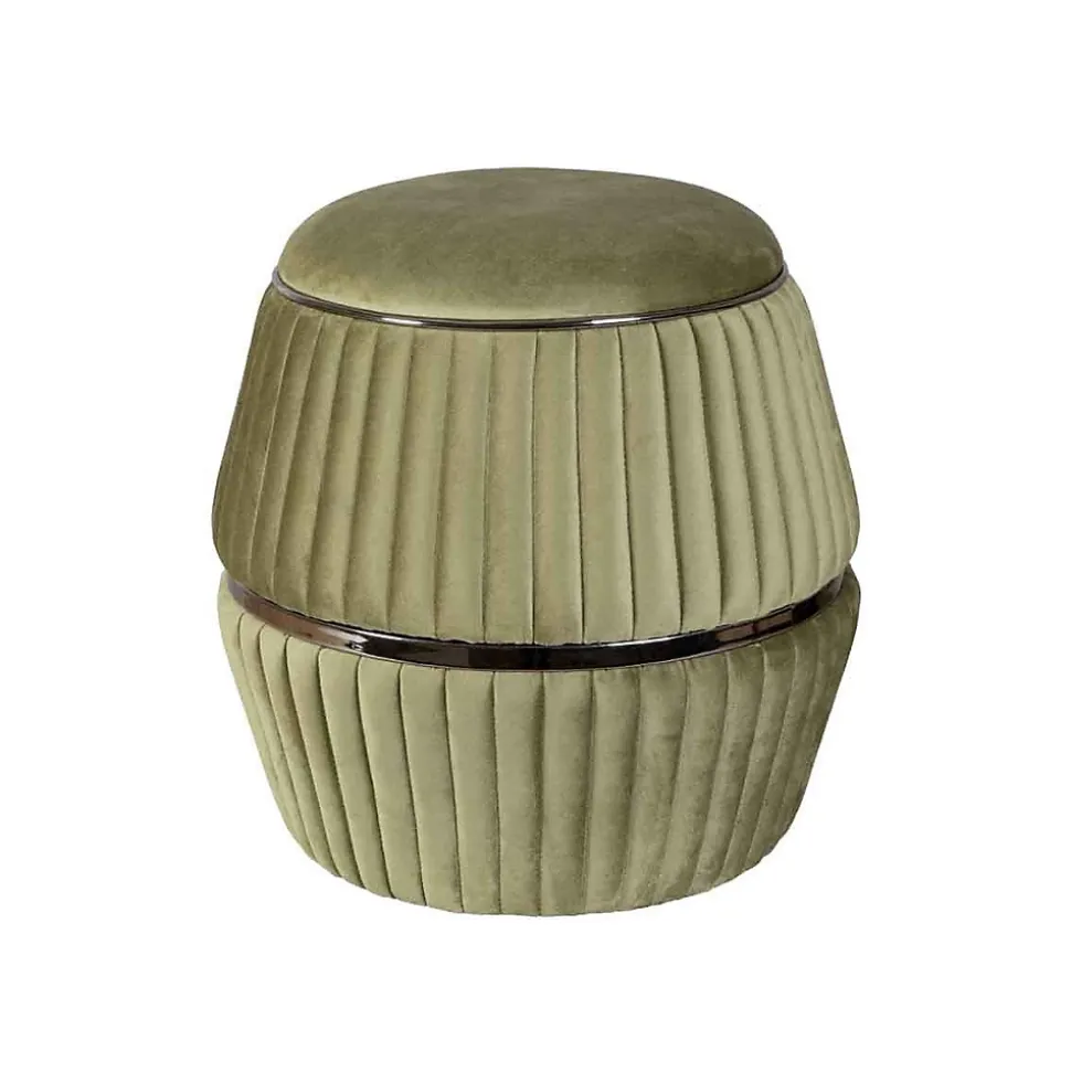Pouf Rond Design "Doric" 53cm Vert & Gris