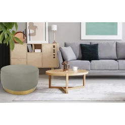 Pouf Rond en Velours Design "Minnie" 75cm Beige