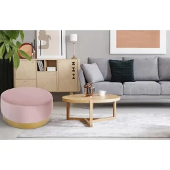 Pouf Rond en Velours Design "Minnie" 75cm Rose