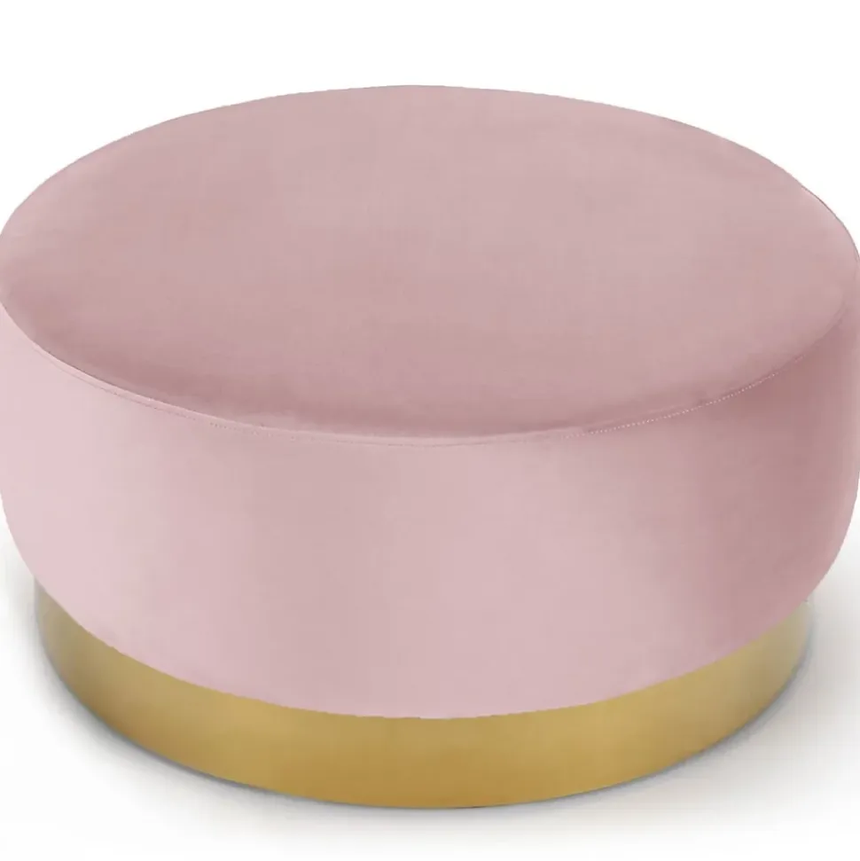 Pouf Rond en Velours Design "Minnie" 75cm Rose