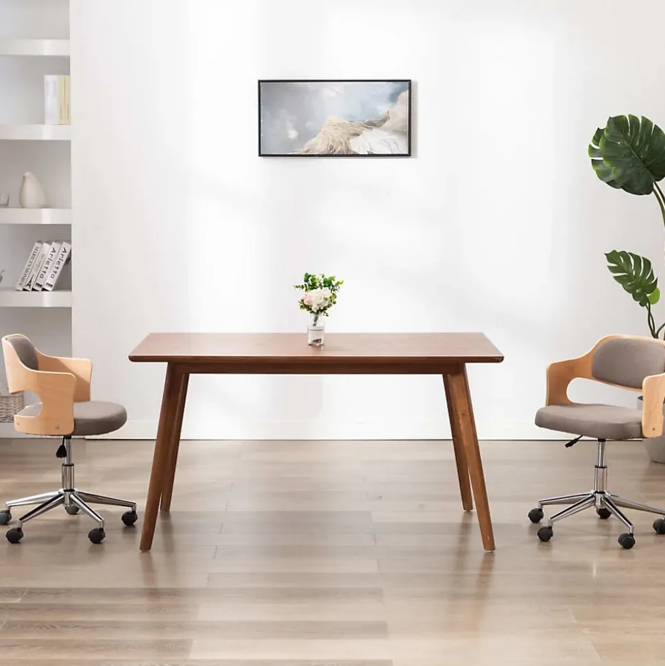 Prolenta Premium - Chaises pivotantes à manger lot de 2 taupe bois courbé et tissu